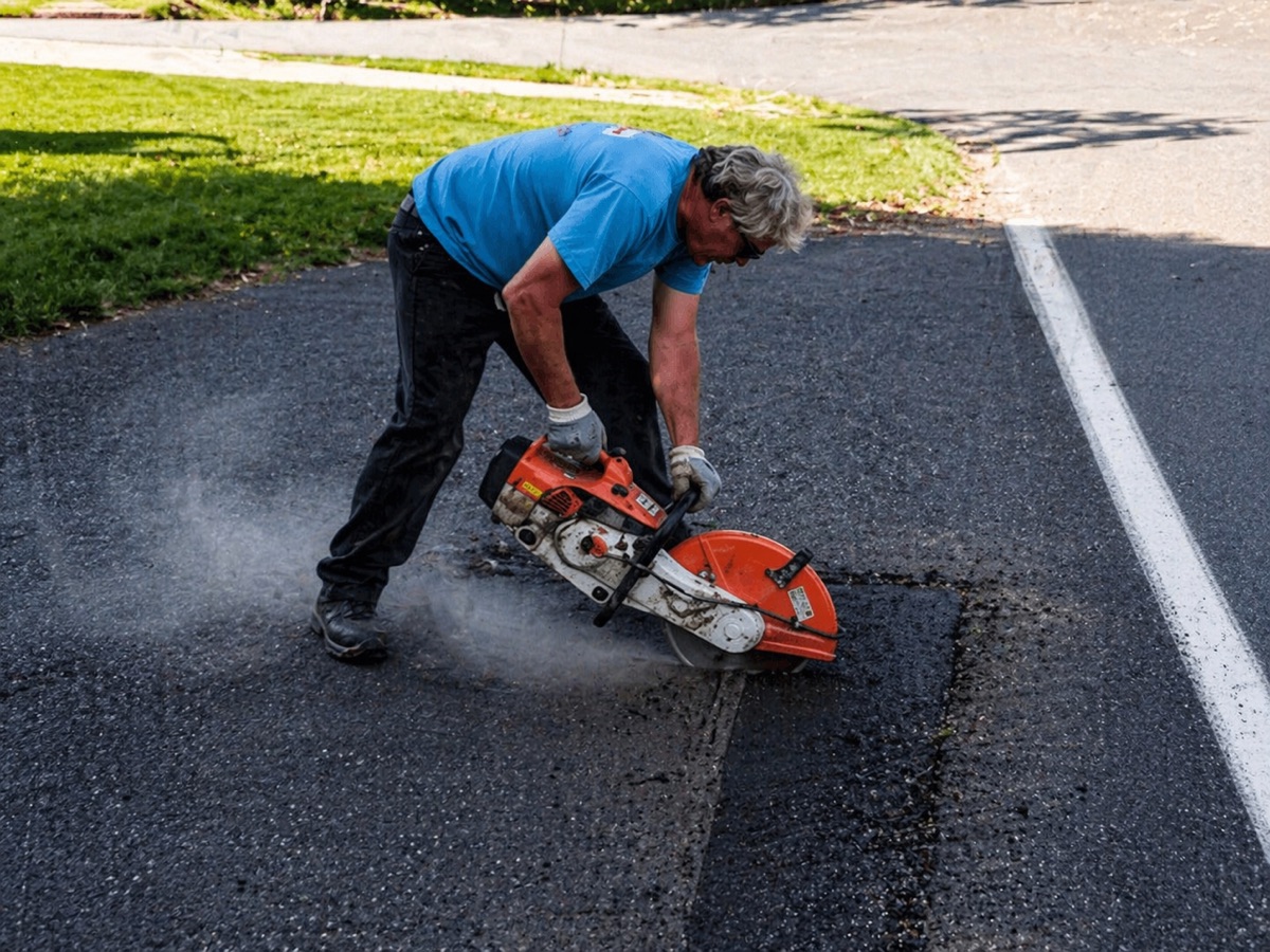 Asphalt repair and cutting work